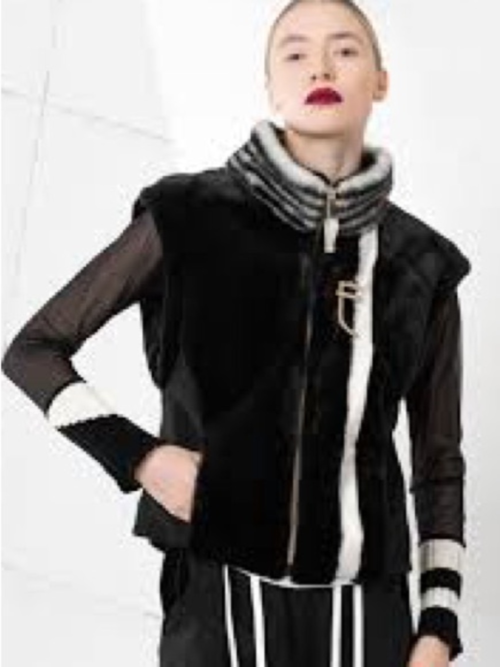 Elisa Cavaletti Vintage Zip Up Faux Fur Gilet Vest Sz Small
